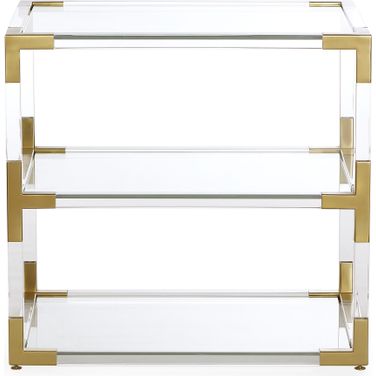 Jacques Two-Tier Side Table In Brass and Clear Acrylic