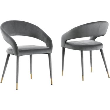 Jacques Velvet Gray Dining Chair Set of 2