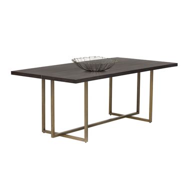 Jade 79 Inch Jade Dining Table In Antique Brass and Dark Mango