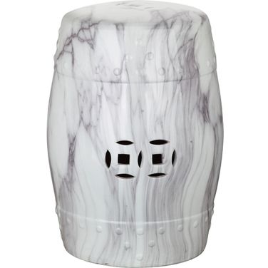 Jade Black and White Marble Finish Swirl Garden Stool