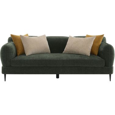 Jade Chenille Upholstered Modern Track Arm Sofa In Green