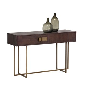 Jade Console Table In Antique Brass and Dark Mango