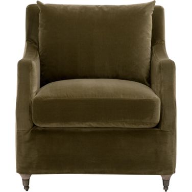 Jade Slipcover Club Chair In Olive and Natural Gray