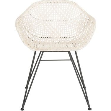 Jadis White/Grey Leather Woven Dining Chair Set of 2