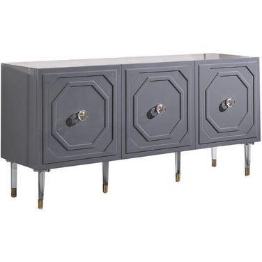 Jadran 65 Inch Modern Wood Sideboard With Gold Accents In Gray