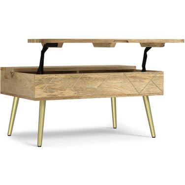 Jager Solid Mango Wood Lift Top Coffee Table In Natural