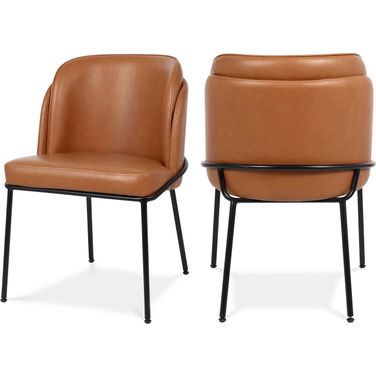 Jagger Vegan Leather Dining Chair Set of 2 In Cognac