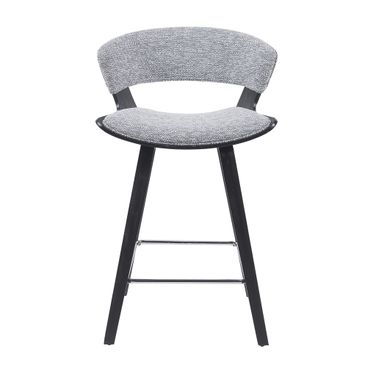 Jagger Counter Height Barstool with Brushed Wood Veneer and Upholstered Seat In Gravel Grey and Black