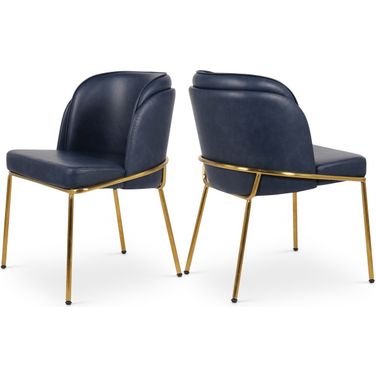 Jagger Vegan Leather Dining Chair Set of 2 In Navy and Gold