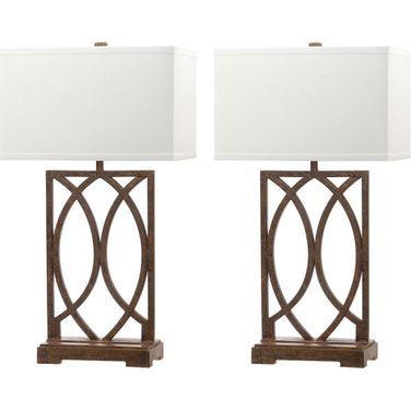 Jago Antique Gold Table Lamp with White Shade Set of 2