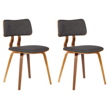Jaguar Dining Chair Set of 2 In Walnut and Charcoal