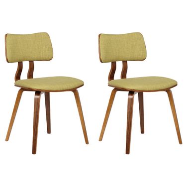 Jaguar Dining Chair Set of 2 In Walnut and Green