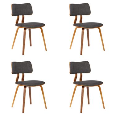 Jaguar Dining Chair Set of 4 In Walnut and Charcoal