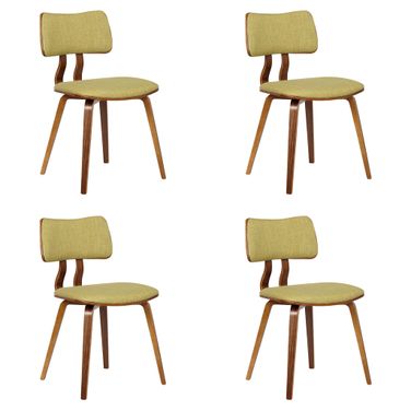 Jaguar Dining Chair Set of 4 In Walnut and Green