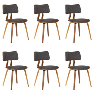 Jaguar Dining Chair Set of 6 In Walnut and Charcoal