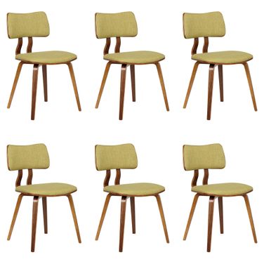 Jaguar Dining Chair Set of 6 In Walnut and Green