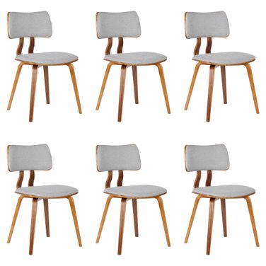 Jaguar Dining Chair Set of 6 In Walnut and Grey