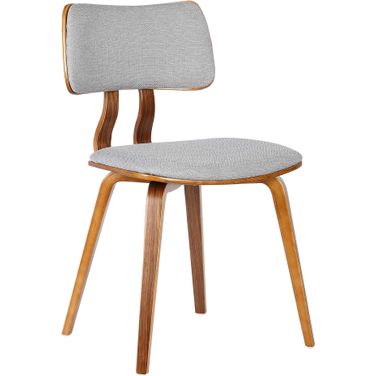 Jaguar Mid-Century Dining Chair In Walnut Wood and Gray Fabric