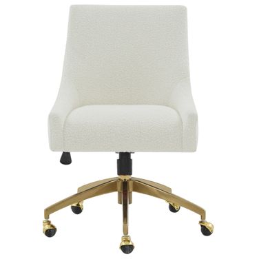 Jakob Adjustable Desk Chair In Ivory and Gold