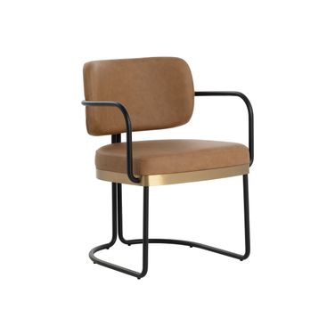 Jalen Dining Armchair In Milliken Cognac