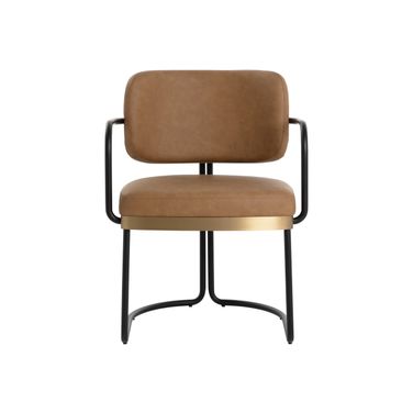 Jalen Dining Armchair In Milliken Cognac