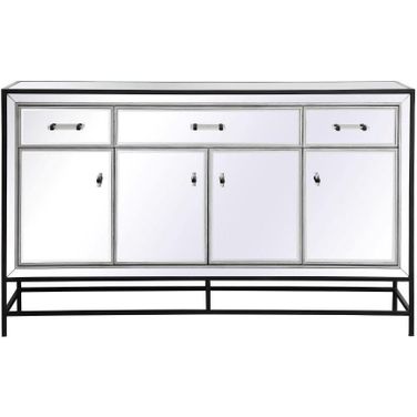 James 60 Inch Mirrored Credenza In Black