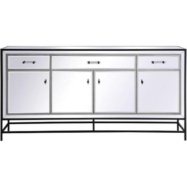 James 72 Inch Mirrored Credenza In Black