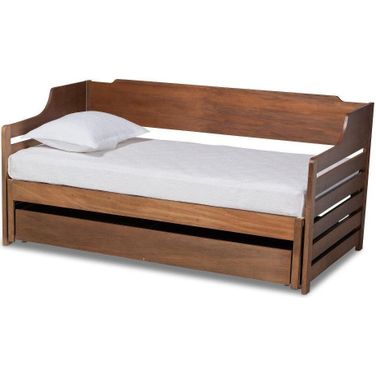 Jameson Modern and Transitional Walnut Brown Finished Expandable Twin Size to King Size Daybed with Storage Drawer