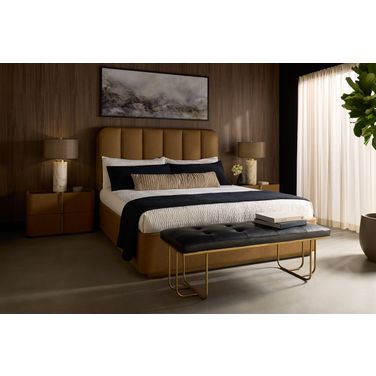 Jamille Platform Bedroom Set In Milliken Cognac