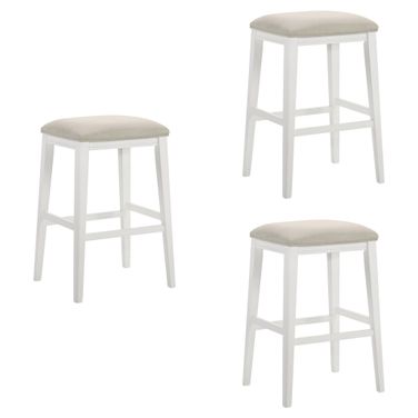 Jane Bar Height Bar Stool Set of 3 In White and Cream