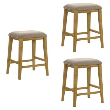 Jane Counter Height Bar Stool Set of 3 In Amber Glow and Taupe