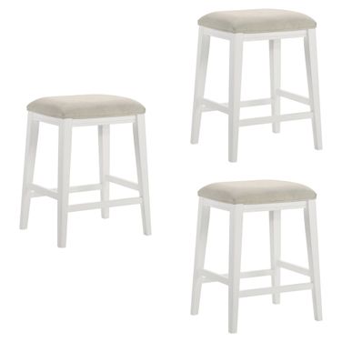 Jane Counter Height Bar Stool Set of 3 In White and Cream
