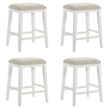 Jane Counter Height Bar Stool Set of 4 In White and Cream