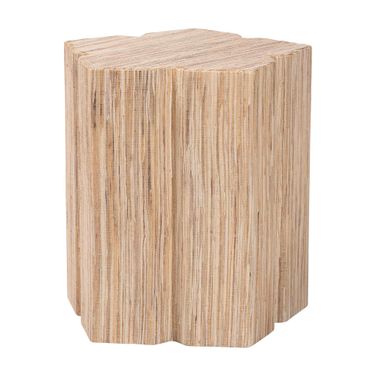 Janeth Woven Grasscloth End Table In Natural