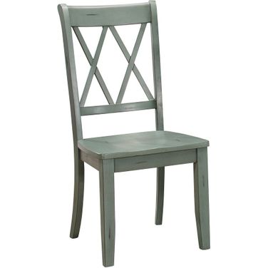 Janina Pine Teal Side Chair Set of 2
