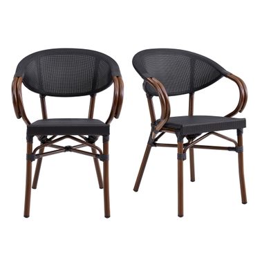 Jannie Stackable Outdoor Armchair Set of 2 In Brown