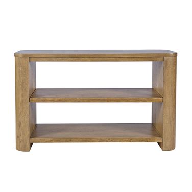 Janzen 50 Inch Sofa Console Table with Open Storage Shelves In Cascade Oak and Brown