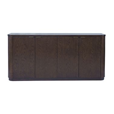 Janzen 68 Inch Curved Storage Sideboard Cabinet with Adjustable Shelves In Espresso