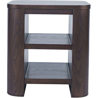 Janzen End Table with Open Storage and Rounded Corners In Brown and Espresso