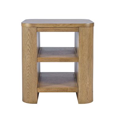 Janzen End Table with Open Storage and Rounded Corners In Cascade Oak and Brown