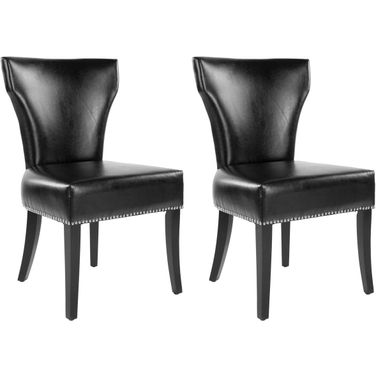Jappic Black and Espresso 22 Inch Side Chairs with Silver Nailhead Detail Set of 2