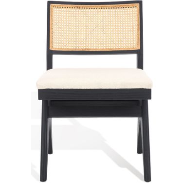Jaqueline Rattan Back Chair In Black and Beige