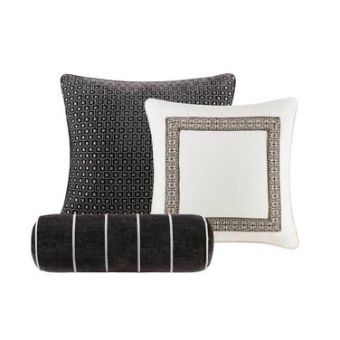 Jarvis Embroidery Oversized Duvet Style Comforter Set In Black and White