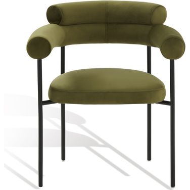 Jaslene Curved Back Dining Chair In Olive Green and Black
