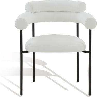 Jaslene Curved Back Dining Chair In White and Black