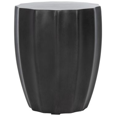 Jaslyn Indoor-Outdoor Modern Concrete Round 17.7 Inch Height Accent Table in Black