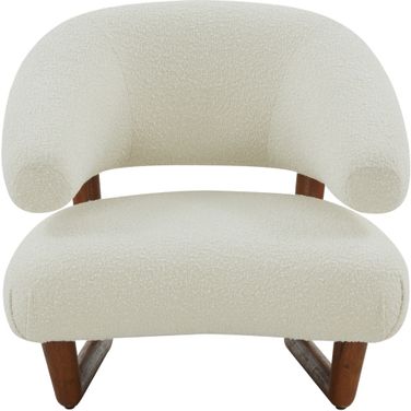 Jasmina Wooden Legs Accent Chair In Ivory and Brown