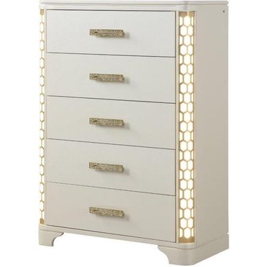 Jasmine Chest With Led Light Made With Wood In Beige