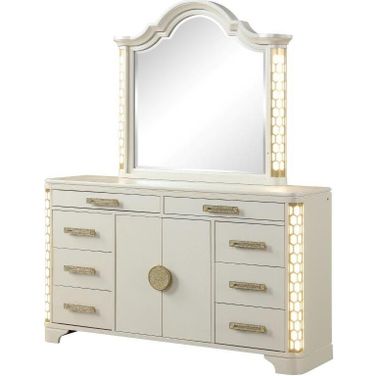 Jasmine Dresser Led With Light Made With Wood In Beige