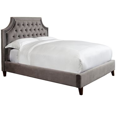 Jasmine Flannel Gray King Upholstered Panel Bed
